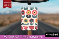 Retro Flowers Air Freshener PNG - Groovy PNG Sublimation Product Image 1