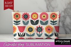 Retro Flowers Cosmetic Bag - Groovy Makeup Bag PNG Product Image 1