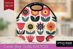 Retro Flowers Lunch Bag - Groovy Lunch Bug PNG Sublimation Product Image 1