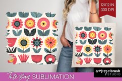 Retro Flowers Tote Bag - Groovy Tote Bag PNG Sublimation Product Image 1
