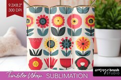 Retro Flowers Tumbler Wrap - Groovy Tumbler PNG Sublimation Product Image 1