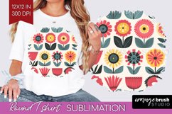 Retro Flowers Round Tshirt Background - Groovy PNG Product Image 1