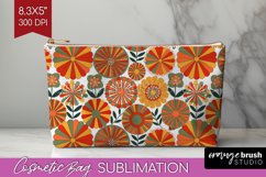 Retro Flowers Cosmetic Bag - Groovy Makeup Bag PNG Product Image 1
