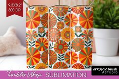 Retro Flowers Tumbler Wrap - Groovy Tumbler PNG Sublimation Product Image 1