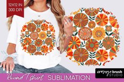 Retro Flowers Round Tshirt Background - Groovy PNG Product Image 1