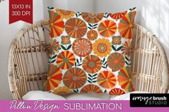 Retro Flowers Pillow Sublimation - Groovy Pillow Cover PNG Product Image 1