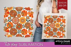 Retro Flowers Tote Bag - Groovy Tote Bag PNG Sublimation Product Image 1
