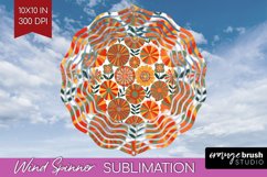 Retro Flowers Wind Spinner Sublimation PNG - Groovy Round Product Image 1