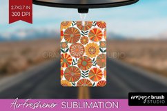 Retro Flowers Air Freshener PNG - Groovy PNG Sublimation Product Image 1