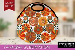 Retro Flowers Lunch Bag - Groovy Lunch Bug PNG Sublimation Product Image 1