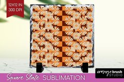Retro Flowers Slate PNG - Groovy Square Slate Sublimation Product Image 1