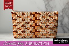 Retro Flowers Cosmetic Bag - Groovy Makeup Bag PNG Product Image 1