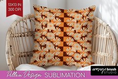 Retro Flowers Pillow Sublimation - Groovy Pillow Cover PNG Product Image 1