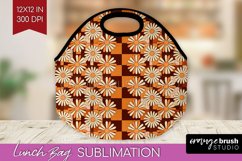 Retro Flowers Lunch Bag - Groovy Lunch Bug PNG Sublimation Product Image 1