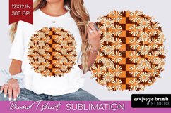 Retro Flowers Round Tshirt Background - Groovy PNG Product Image 1