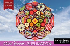 Retro Flowers Wind Spinner Sublimation PNG - Groovy Round Product Image 1