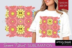 Retro Flowers Square Tshirt Background - Groovy PNG Product Image 1