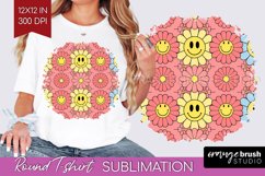 Retro Flowers Round Tshirt Background - Groovy PNG Product Image 1