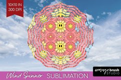 Retro Flowers Wind Spinner Sublimation PNG - Groovy Round Product Image 1