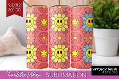 Retro Flowers Tumbler Wrap - Groovy Tumbler PNG Sublimation Product Image 1