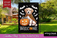 Halloween Garden Flag Sublimation - Fall Welcome Sign PNG Product Image 1