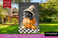 Halloween Garden Flag Sublimation - Fall Welcome Sign PNG Product Image 1