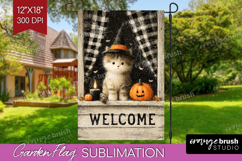 Halloween Garden Flag Sublimation - Fall Welcome Sign PNG Product Image 1