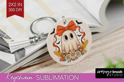 Cute Ghost Keychain PNG - Spooky Halloween Keychain Product Image 1