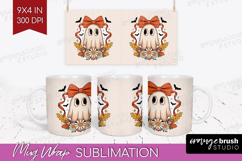 Cute Ghost Mug Wrap - Spooky Halloween Mug PNG Sublimation Product Image 1