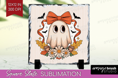 Cute Ghost Slate PNG - Spooky Halloween Square Slate Product Image 1