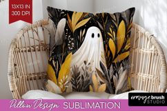 Cute Ghost Pillow Sublimation - Spooky Halloween Pillow PNG Product Image 1