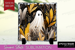 Cute Ghost Slate PNG - Spooky Halloween Square Slate Product Image 1