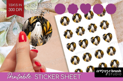 Cute Ghost Round Sticker - Spooky Halloween Printable Sheet Product Image 1