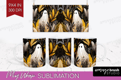 Cute Ghost Mug Wrap - Spooky Halloween Mug PNG Sublimation Product Image 1