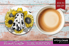 Cute Ghost Round Coaster - Spooky Halloween Coaster PNG Product Image 1