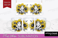 Cute Ghost Mug Wrap - Spooky Halloween Mug PNG Sublimation Product Image 1