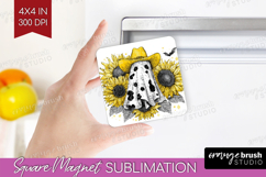 Cute Ghost Magnet Sublimation - Spooky Halloween Square PNG Product Image 1