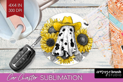 Cute Ghost Car Coaster - Spooky Halloween Coaster PNG Product Image 1