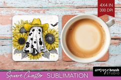 Cute Ghost Square Coaster - Spooky Halloween Coaster PNG Product Image 1