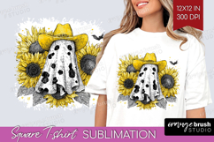 Cute Ghost Square Tshirt Background - Spooky Halloween PNG Product Image 1