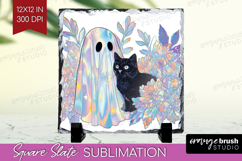 Cute Ghost Slate PNG - Spooky Halloween Square Slate Product Image 1