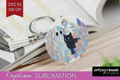 Cute Ghost Keychain PNG - Spooky Halloween Keychain Product Image 1