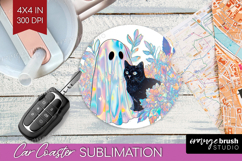Cute Ghost Car Coaster - Spooky Halloween Coaster PNG Product Image 1
