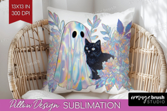 Cute Ghost Pillow Sublimation - Spooky Halloween Pillow PNG Product Image 1