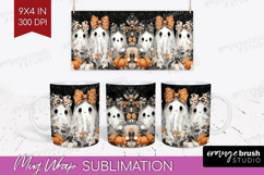 Cute Ghost Mug Wrap - Spooky Halloween Mug PNG Sublimation Product Image 1
