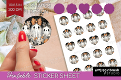 Cute Ghost Round Sticker - Spooky Halloween Printable Sheet Product Image 1