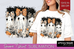 Cute Ghost Square Tshirt Background - Spooky Halloween PNG Product Image 1