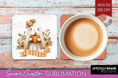 Cute Ghost Square Coaster - Spooky Halloween Coaster PNG Product Image 1