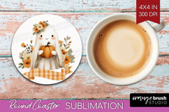 Cute Ghost Round Coaster - Spooky Halloween Coaster PNG Product Image 1