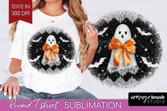 Cute Ghost Round Tshirt Background - Spooky Halloween PNG Product Image 1